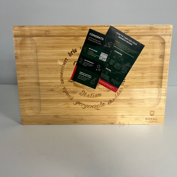 ROYAL CRAFT WOOD Bamboo Cheese Board and Knife Set - Picture 2 of 6